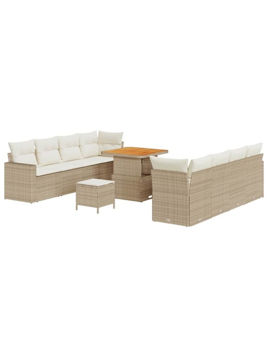 Dārza dīvānu komplekts 11 pcs bēša un krēmkrāsa 80 x 80 x 71 cm
