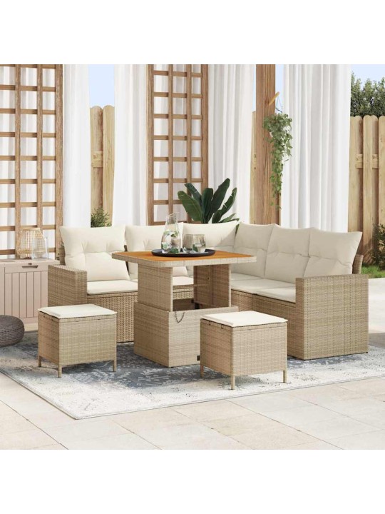 Dārza dīvānu komplekts 8 pcs bēša un krēmkrāsa 80 x 80 x 71 cm