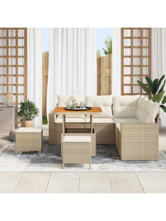 Dārza dīvānu komplekts 8 pcs bēša un krēmkrāsa 80 x 80 x 71 cm