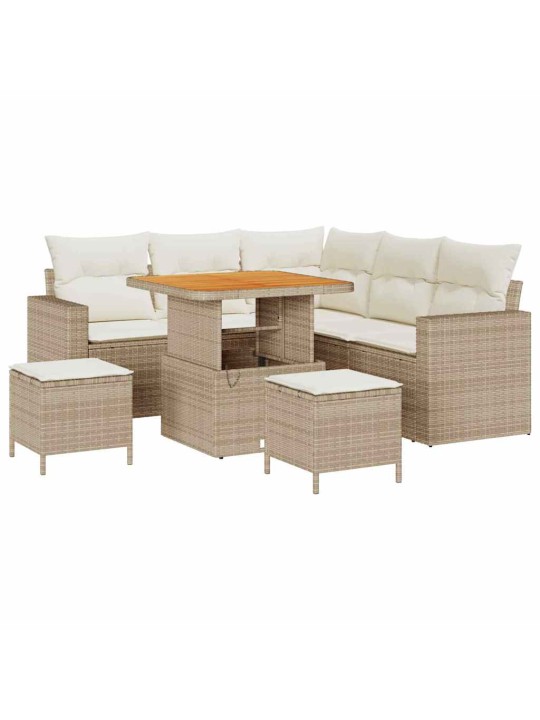 Dārza dīvānu komplekts 8 pcs bēša un krēmkrāsa 80 x 80 x 71 cm
