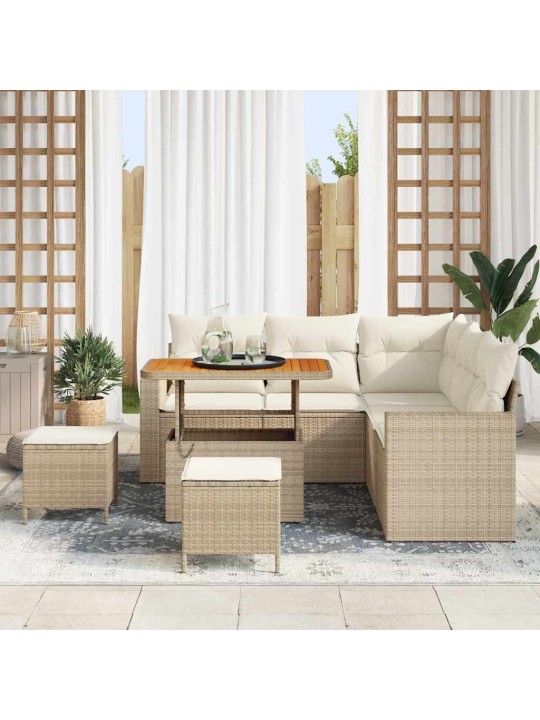 Dārza dīvānu komplekts 8 pcs bēša un krēmkrāsa 90 x 55 x 71 cm