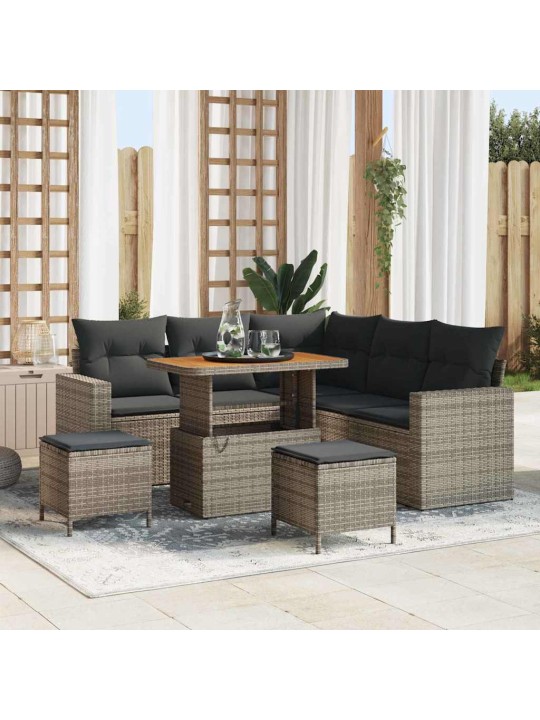 Dārza dīvānu komplekts ar spilvenu 8 pcs pelēka 90 x 55 x 71 cm
