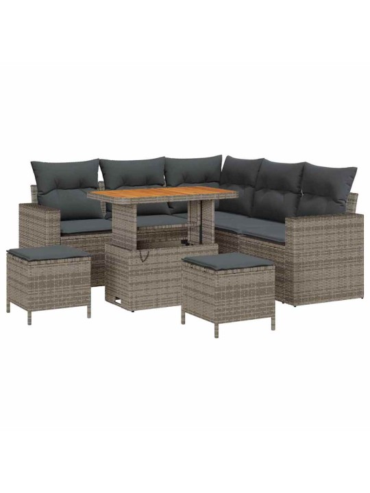 Dārza dīvānu komplekts ar spilvenu 8 pcs pelēka 90 x 55 x 71 cm