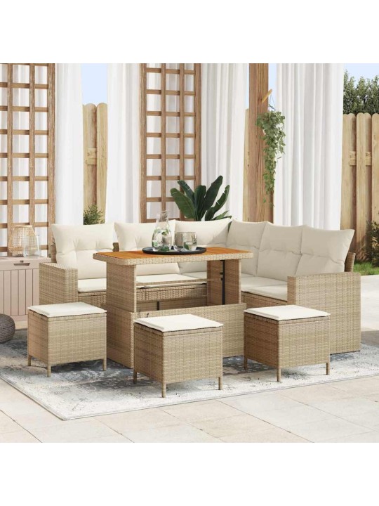 Dārza dīvānu komplekts 9 pcs bēša un krēmkrāsa 110 x 55 x 71 cm
