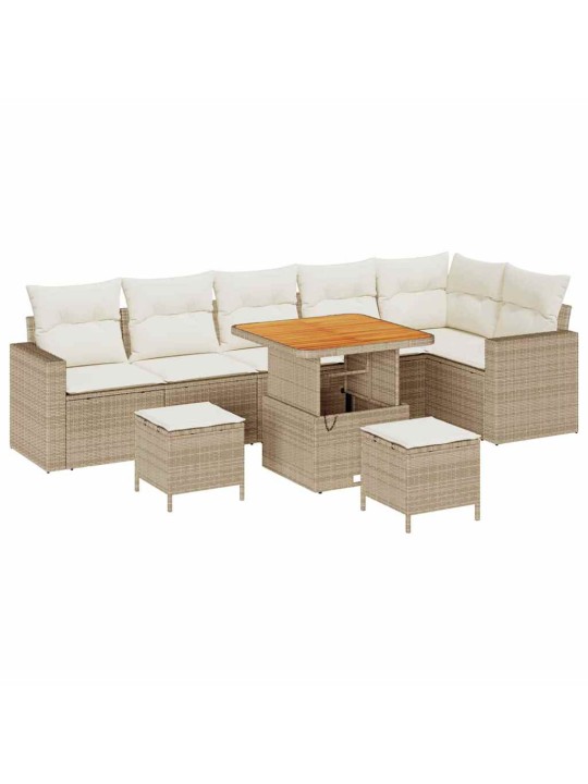 Dārza dīvānu komplekts 9 pcs bēša un krēmkrāsa 80 x 80 x 71 cm