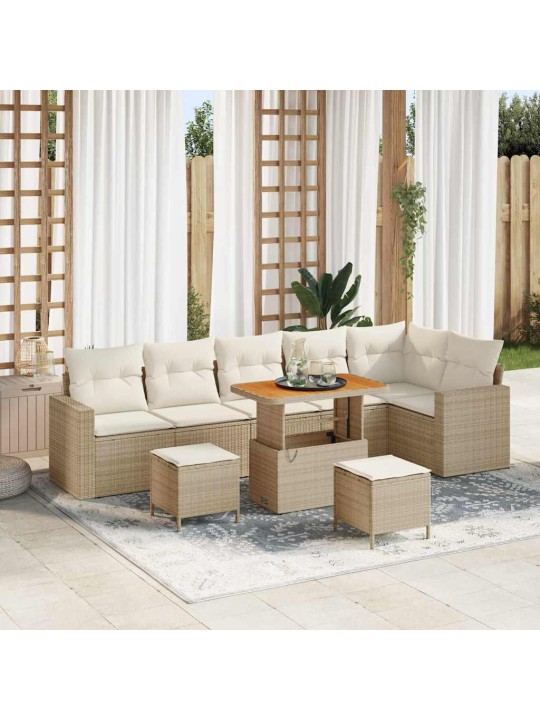 Dārza dīvānu komplekts 9 pcs bēša un krēmkrāsa 90 x 55 x 71 cm