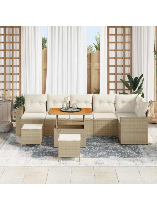 Dārza dīvānu komplekts 9 pcs bēša un krēmkrāsa 90 x 55 x 71 cm