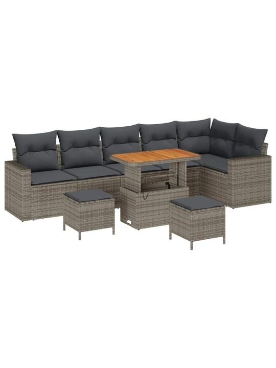 Dārza dīvānu komplekts ar spilvenu 9 pcs pelēka 90 x 55 x 71 cm