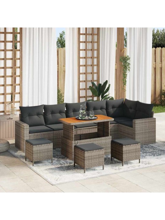 Dārza dīvānu komplekts 10 pcs pelēka 110 x 55 x 71 cm