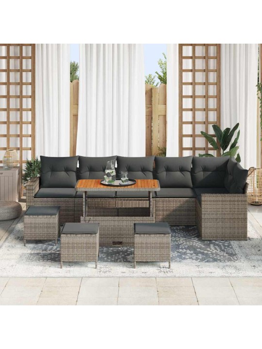 Dārza dīvānu komplekts 10 pcs pelēka 110 x 55 x 71 cm