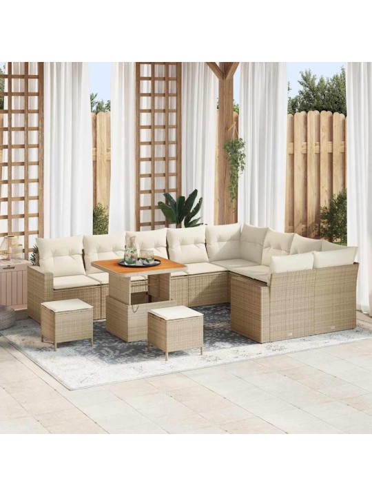 Dārza dīvānu komplekts 12 pcs bēša un krēmkrāsa 80 x 80 x 71 cm