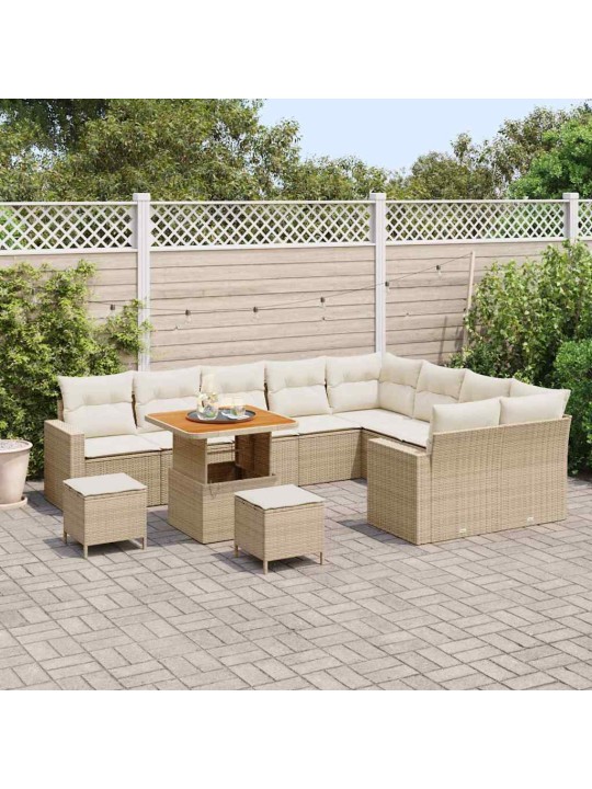 Dārza dīvānu komplekts 12 pcs bēša un krēmkrāsa 80 x 80 x 71 cm