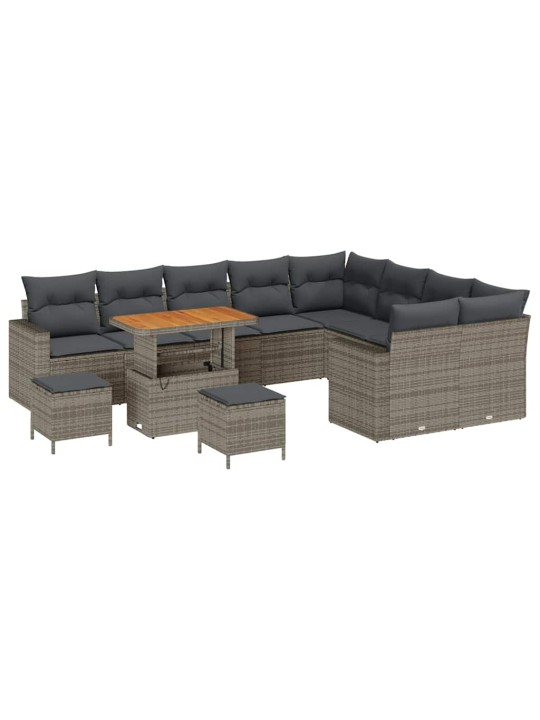 Dārza dīvānu komplekts 12 pcs pelēka 90 x 55 x 71 cm