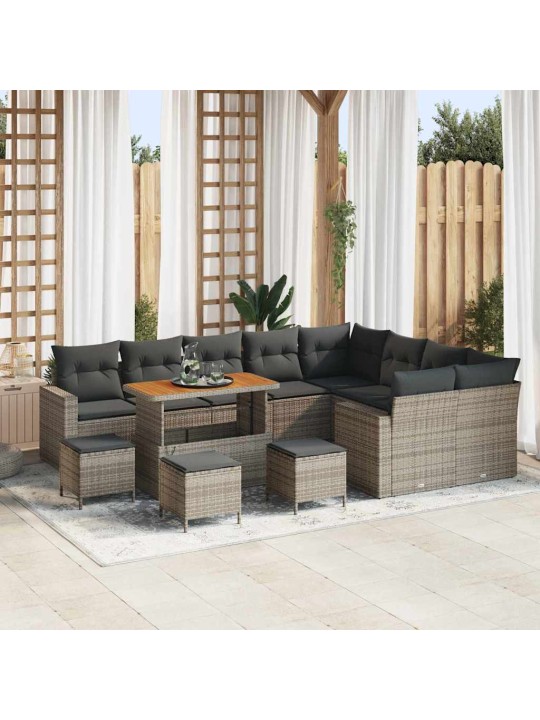 Dārza dīvānu komplekts 13 pcs pelēka 110 x 55 x 71 cm