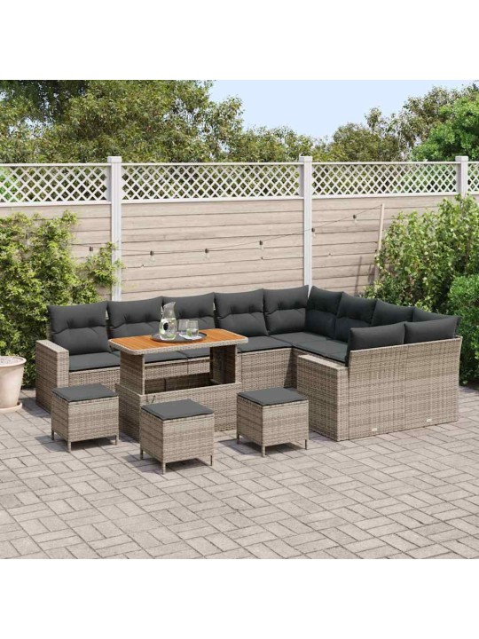 Dārza dīvānu komplekts 13 pcs pelēka 110 x 55 x 71 cm