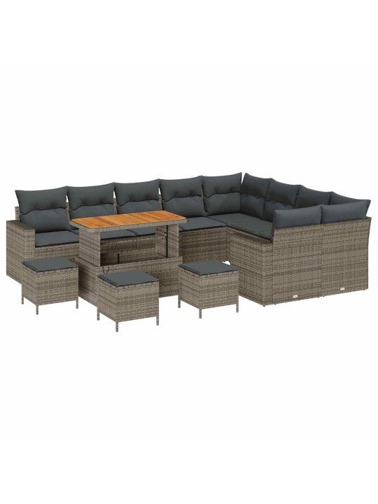 Dārza dīvānu komplekts 13 pcs pelēka 110 x 55 x 71 cm