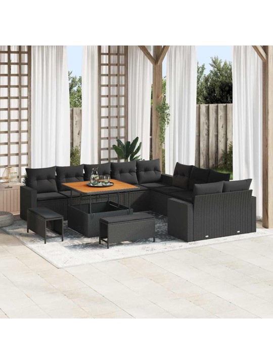 Dārza dīvānu komplekts 13 pcs melna 100 x 100 x 71 cm