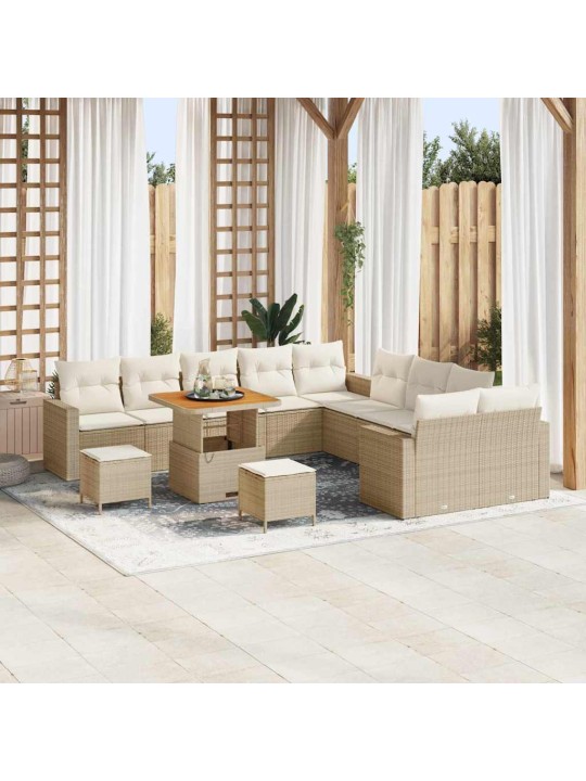 Dārza dīvānu komplekts 13 pcs bēša un krēmkrāsa 80 x 80 x 71 cm