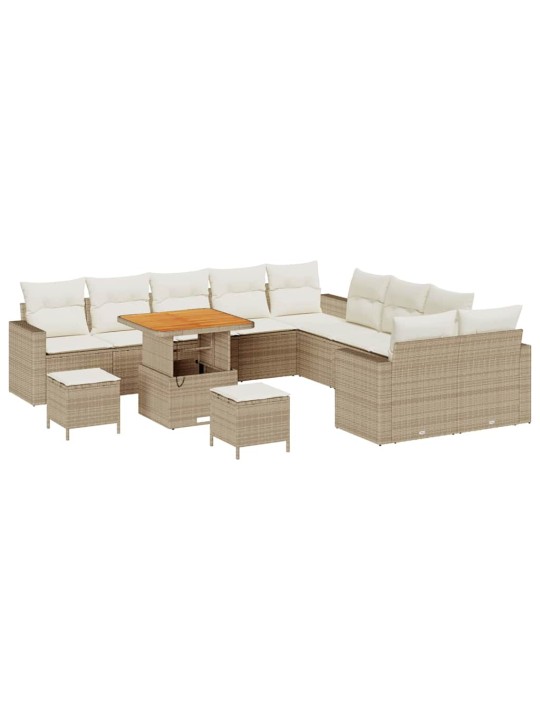 Dārza dīvānu komplekts 13 pcs bēša un krēmkrāsa 80 x 80 x 71 cm