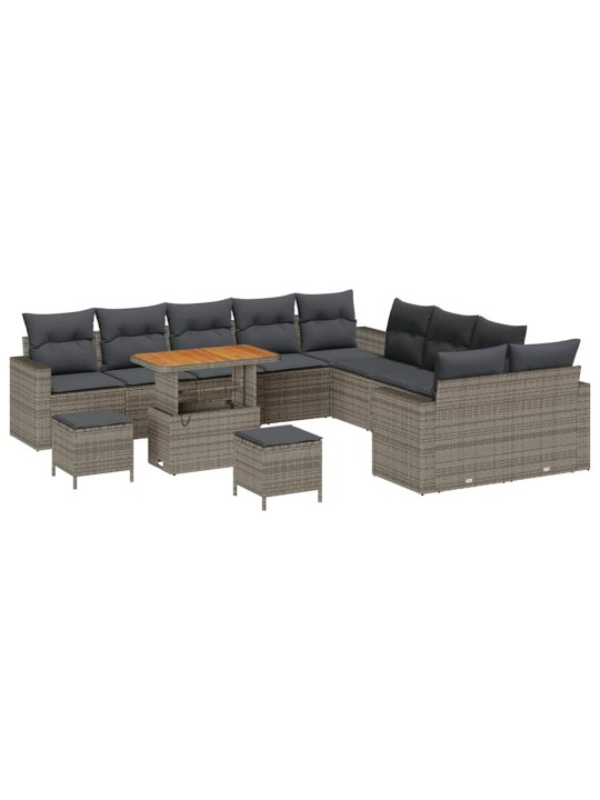 Dārza dīvānu komplekts 13 pcs pelēka 90 x 55 x 71 cm