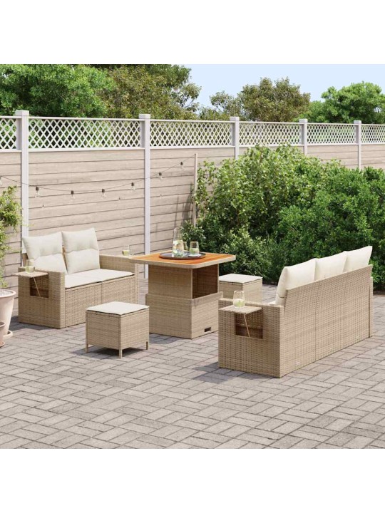 Dārza dīvānu komplekts 8 pcs bēša un krēmkrāsa 80 x 80 x 71 cm