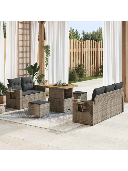 Dārza dīvānu komplekts ar spilvenu 8 pcs pelēka 80 x 80 x 71 cm