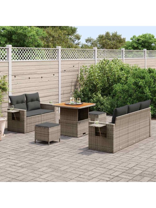 Dārza dīvānu komplekts ar spilvenu 8 pcs pelēka 80 x 80 x 71 cm
