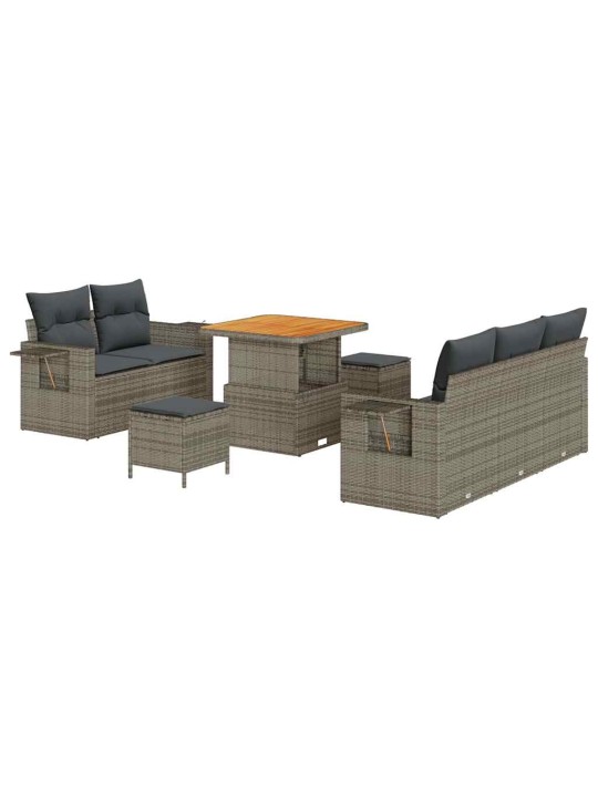 Dārza dīvānu komplekts ar spilvenu 8 pcs pelēka 80 x 80 x 71 cm