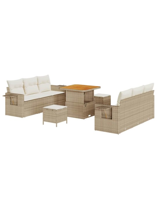 Dārza dīvānu komplekts 9 pcs bēša un krēmkrāsa 80 x 80 x 71 cm