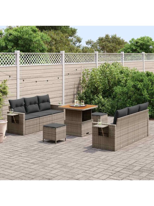 Dārza dīvānu komplekts ar spilvenu 9 pcs pelēka 80 x 80 x 71 cm