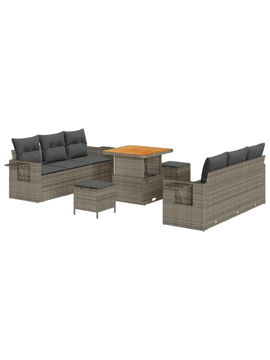 Dārza dīvānu komplekts ar spilvenu 9 pcs pelēka 80 x 80 x 71 cm