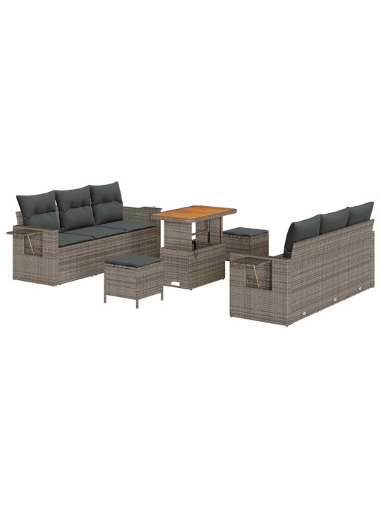 Dārza dīvānu komplekts ar spilvenu 9 pcs pelēka 90 x 55 x 71 cm