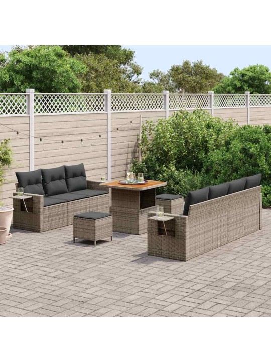 Dārza dīvānu komplekts 10 pcs pelēka 80 x 80 x 71 cm