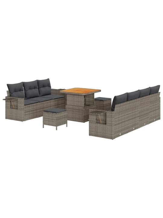 Dārza dīvānu komplekts 10 pcs pelēka 80 x 80 x 71 cm