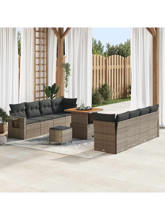 Dārza dīvānu komplekts 11 pcs pelēka 80 x 80 x 71 cm