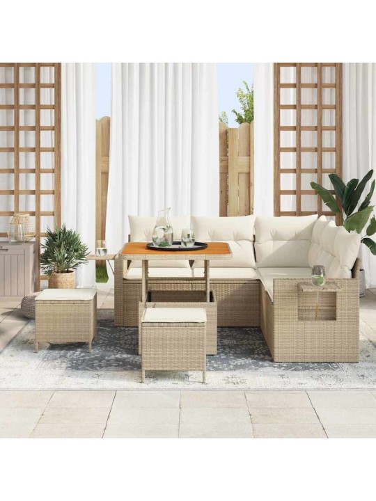 Dārza dīvānu komplekts 8 pcs bēša un krēmkrāsa 80 x 80 x 71 cm