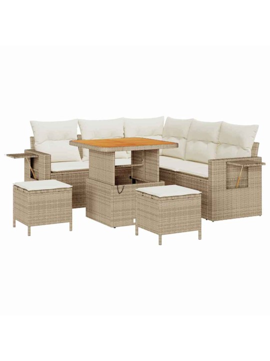 Dārza dīvānu komplekts 8 pcs bēša un krēmkrāsa 80 x 80 x 71 cm