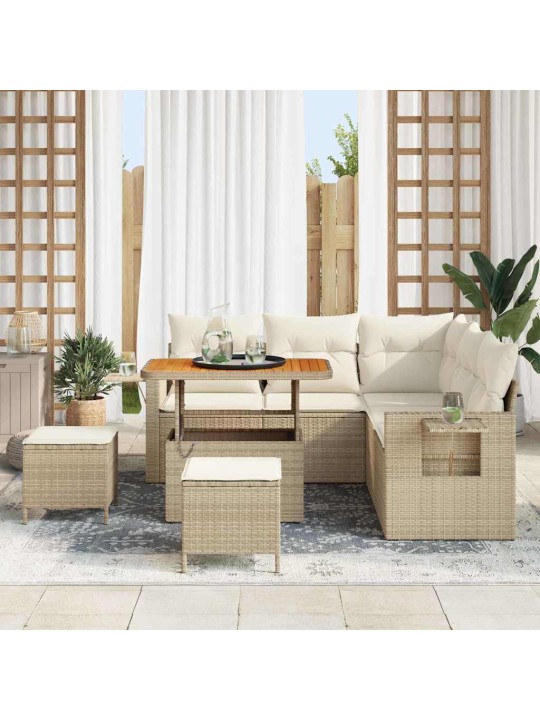 Dārza dīvānu komplekts 8 pcs bēša un krēmkrāsa 90 x 55 x 71 cm