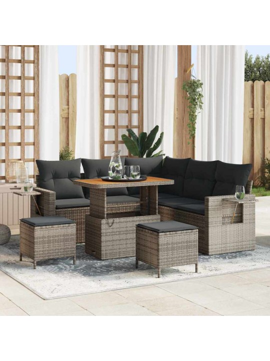 Dārza dīvānu komplekts ar spilvenu 8 pcs pelēka 90 x 55 x 71 cm