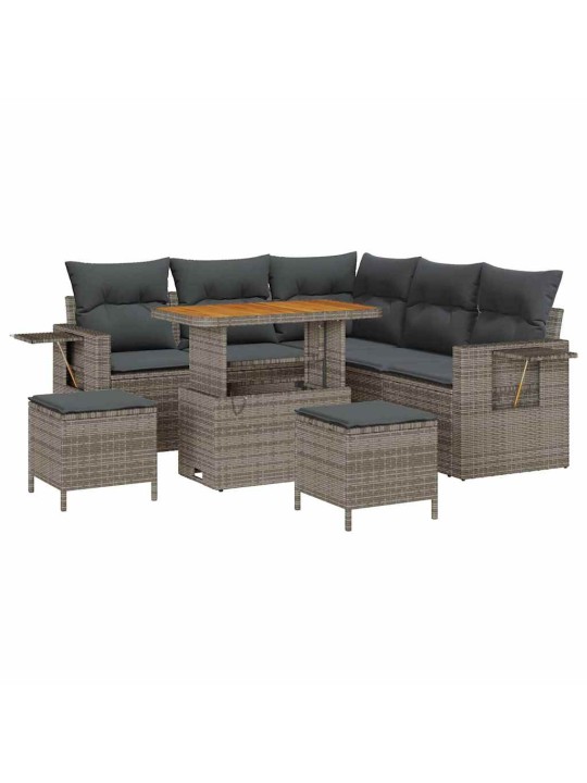 Dārza dīvānu komplekts ar spilvenu 8 pcs pelēka 90 x 55 x 71 cm
