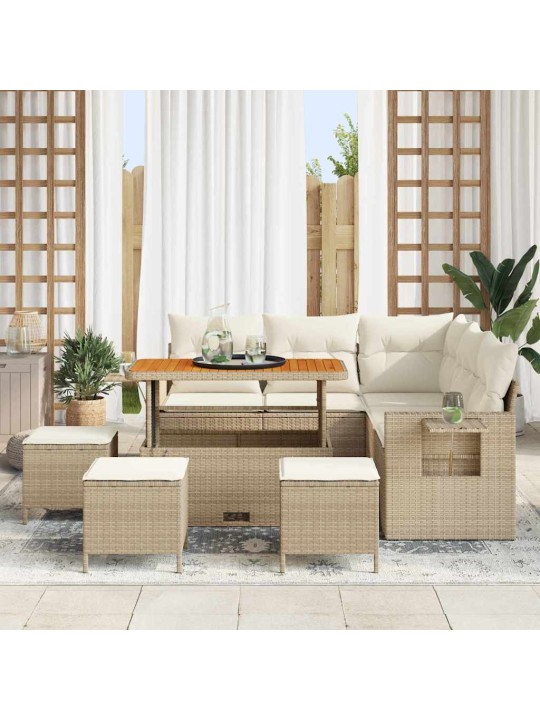 Dārza dīvānu komplekts 9 pcs bēša un krēmkrāsa 110 x 55 x 71 cm