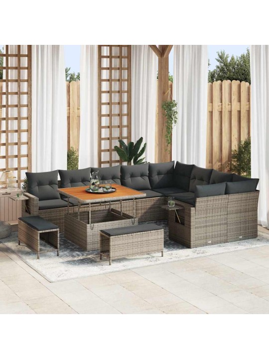 Dārza dīvānu komplekts manuāls 12 pcs pelēka 100 x 100 x 71 cm
