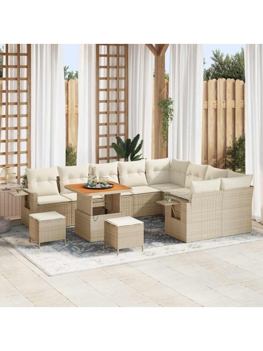 Dārza dīvānu komplekts 12 pcs bēša un krēmkrāsa 80 x 80 x 71 cm