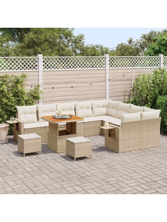 Dārza dīvānu komplekts 12 pcs bēša un krēmkrāsa 80 x 80 x 71 cm