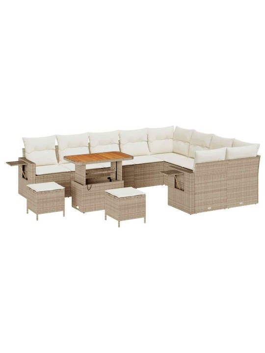 Dārza dīvānu komplekts 12 pcs bēša un krēmkrāsa 90 x 55 x 71 cm