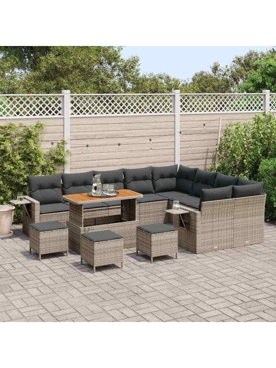 Dārza dīvānu komplekts 13 pcs pelēka 110 x 55 x 71 cm