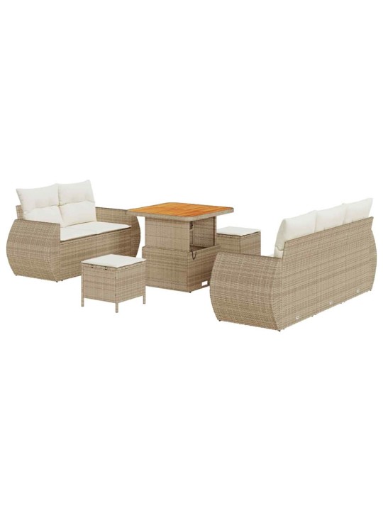 Dārza dīvānu komplekts 8 pcs bēša un krēmkrāsa 80 x 80 x 71 cm