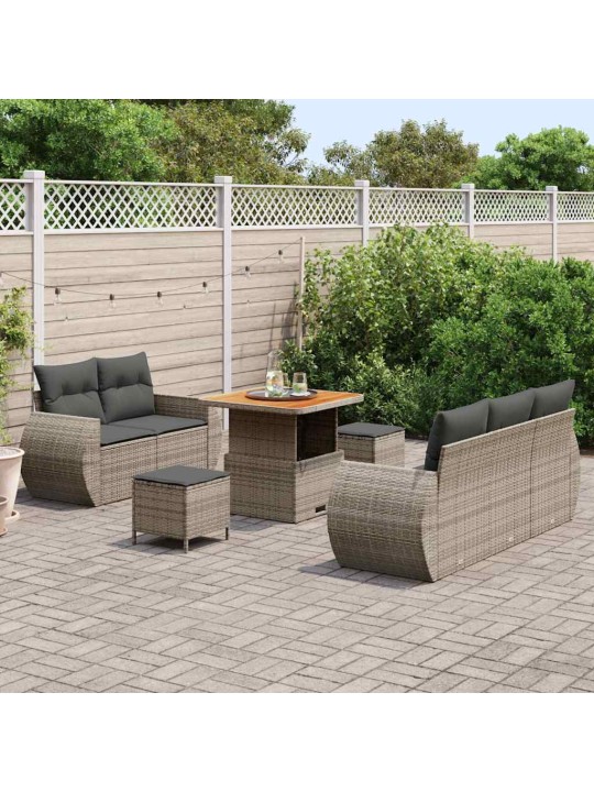 Dārza dīvānu komplekts ar spilvenu 8 pcs pelēka 80 x 80 x 71 cm