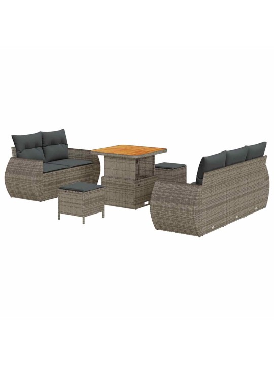 Dārza dīvānu komplekts ar spilvenu 8 pcs pelēka 80 x 80 x 71 cm