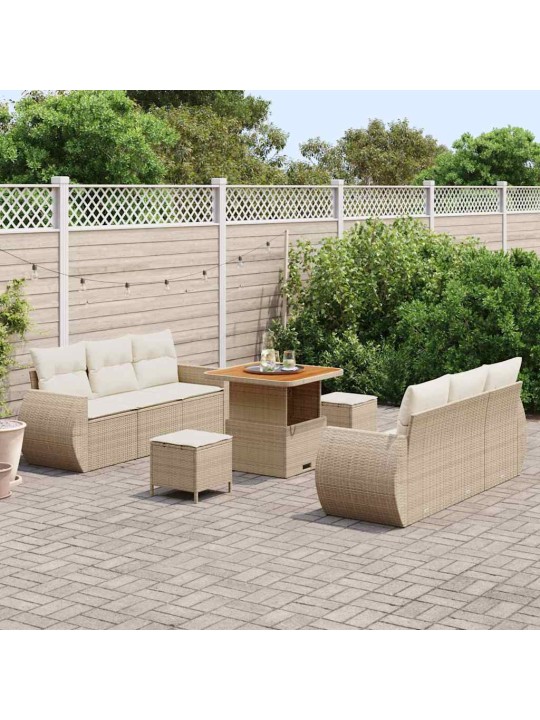 Dārza dīvānu komplekts 9 pcs bēša un krēmkrāsa 80 x 80 x 71 cm